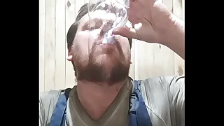 Loud orgasm&excl; Gay guy prog fresh cum and pours it on his face&excl;